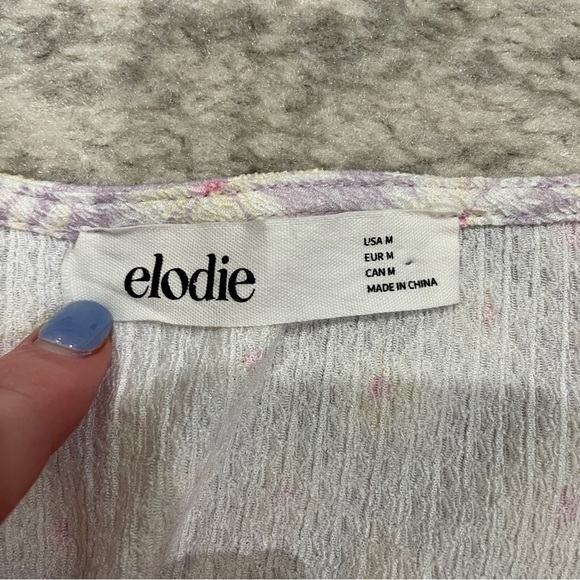 Elodie Purple Floral Long Sleeve Crop Top - Picture 7 of 12